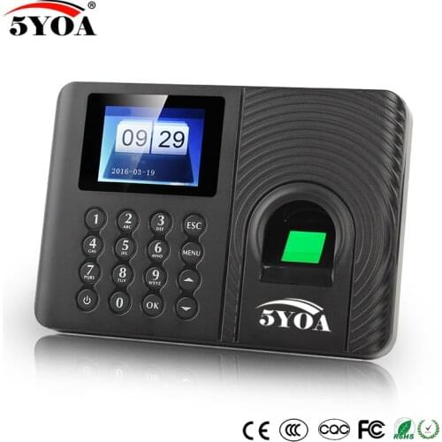 5YOA A10 Biometric Fingerprint Time Attendance System Clock Recorder Employee Recognition Device Electronic English Machine