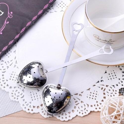 Heart Shape Stainless Steel Tea Strainers Silver Tea Leaf Herbal Filter Infuser Spoon Strainer Kitchen Tool LX8645