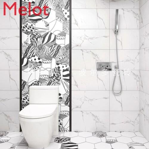 Nordic Bathroom Tile Balcony Black and White Tile Hexagonal Brick Kitchen Simple Modern Bathroom Hexagonal Wall Tile Personality