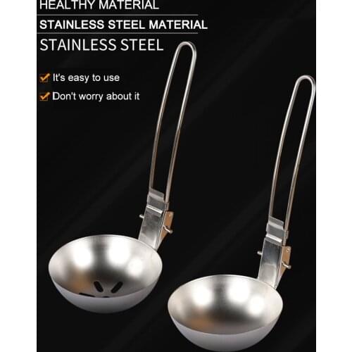 Outdoor Camping Cooking Spoon Tableware Utensils Stainless Steel Slotted Spoon Folding Kitchen Hiking Picnic Spork