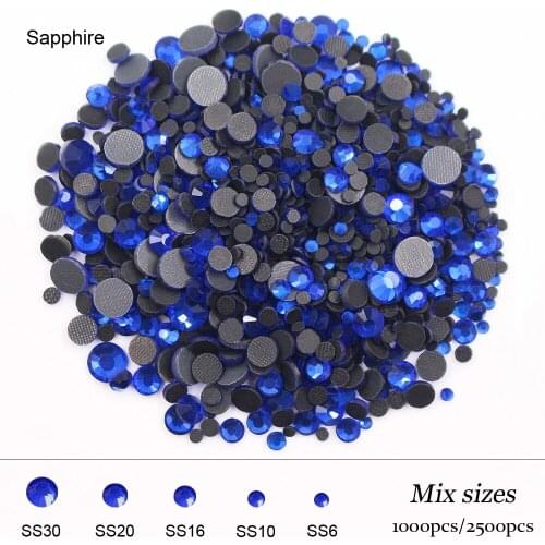 Blue Sapphire Iron On Rhinestone/ Hot Fix Rhinestones SS3-SS30 Crystal Clear Strass Flatback Nail Stone DIY Wedding Clothes