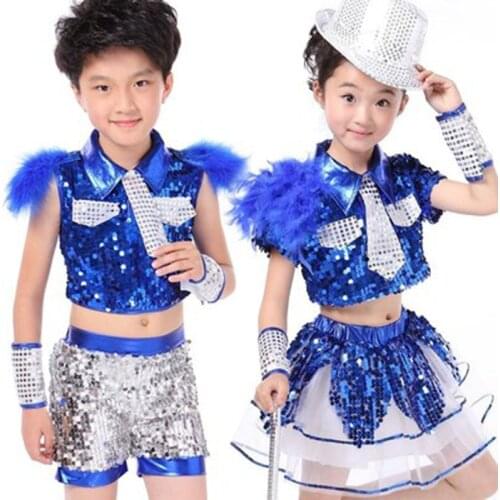 Childrens Latin dance costumes jazz dance clothes sequins boys and girls dance clothes modern dance stage performance clothing