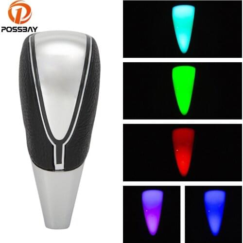 POSSBAY Car Touch Activated LED Gear Shift Knob Blue/Red/White/Changable Gear Stick Knobs Car Gear Head Gear Cover