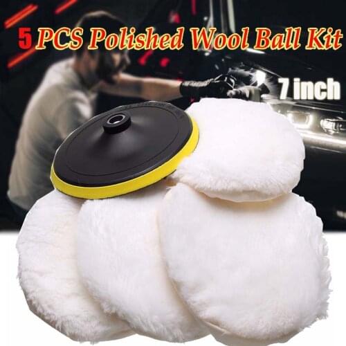 5Pcs 7 inch Universal Polisher Buffer Waxing Sponge Soft Wool Bonnet Pad White Car Polisher Body Polishing Discs Accessories