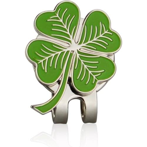 Pack 2 Pcs Lucky Clover Golf Ball Mark w Magnetic Golf Hat Clip Green Four Leaf Clover Golf Marker Training Aids Drop Ship