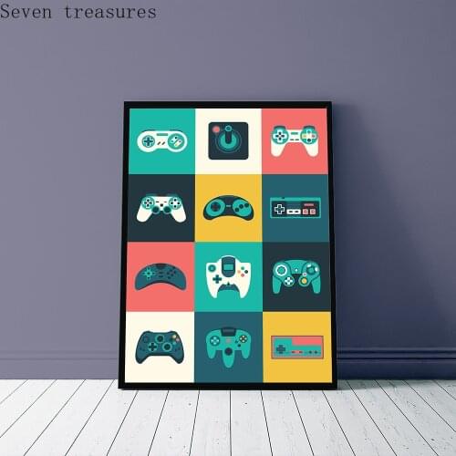 Vintage Videogames Boys Game Poster Print Gamepad Illustration Game Wall Art Picture Canvas RoomPainting for Kids Home Decor
