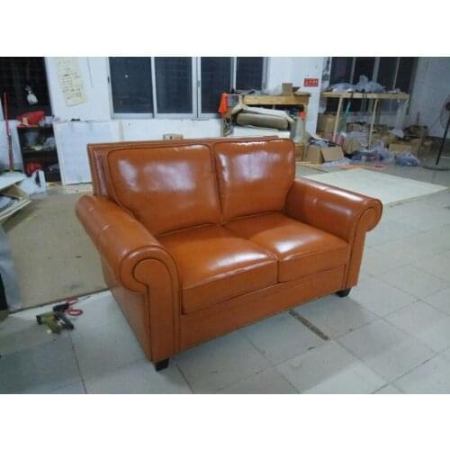 High quality cow top graded real genuine leather sofa/living room sofa furniture American style home used three seat brown couch