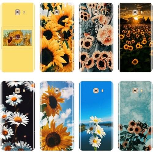 Back Cover For Samsung Galaxy C5 C7 C8 Soft Silicone Yellow Sunflower White Daisy Phone Case For Samsung Galaxy C5 C7 C9 Pro