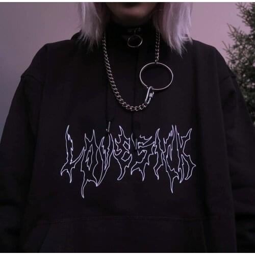 Harajuku Sweatshirts Ladies Warm Gothic Streetwear Punk Women Hoody Horror Fashionable Casual Simple Letter Printing