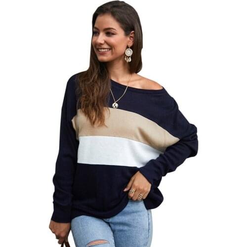 Sweater female turtleneck women s pullover long 2019 autumn winter plus size NAVY WHITE STRIPED sexy casual knit ware LOOSE