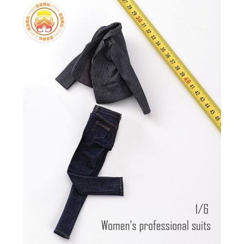 1/6 Soldiers spare parts three-piece female OL denim suit cowboy suit model for 12 inch action figure in stock
