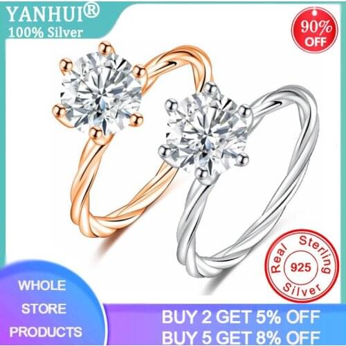 1 Carat 925 Solid Silver Wedding Band Ring Twisted Vine Rose Gold Zirconia Diamond Rings Lovers Gift for Women Fine Jewelry R399