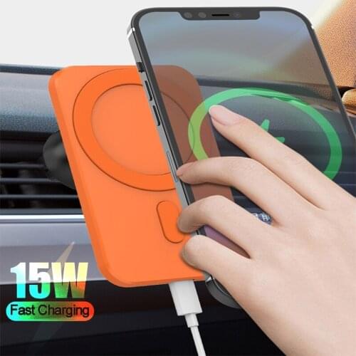 15W Wireless Car Charger For Iphone 12 Pro Max MiNi Magsave Phone Car Air Outlet For Magnet Adsorbable QI Fast Charging Bracket