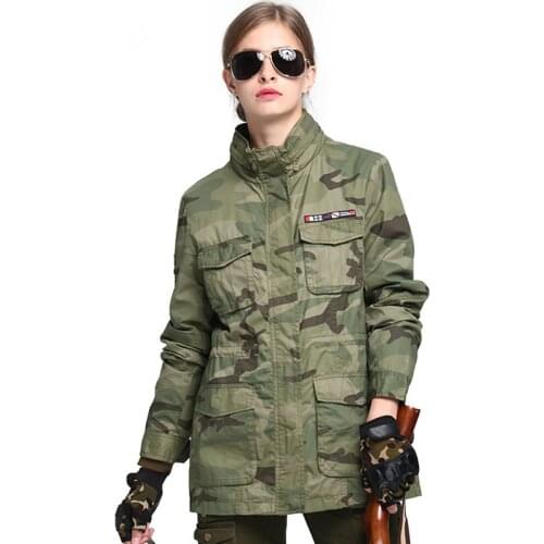 2019 Spring Autumn Womens Tactical Training Windbreaker Outdoor Camping Hiking Jacket M65 Camouflage Hunting Trekking Warm Coat