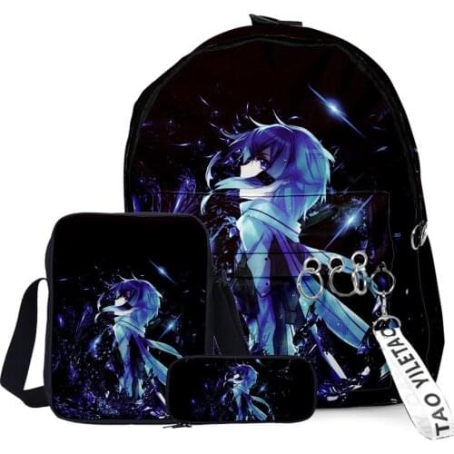 2020 3D Print Sword Art Online Backpack 3pcs Set Slash Zipper Backpack Casual Backpack School Student Fashion Laptop Bag