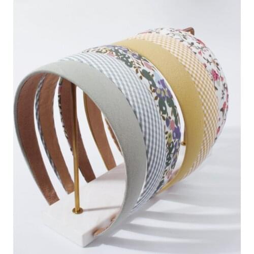 3Pcs/lot Sweet Floral Headbands Women Solid Color Flower Plaids Hairbands Set Wide Head Wrap Spring Summer Headwear Accessories