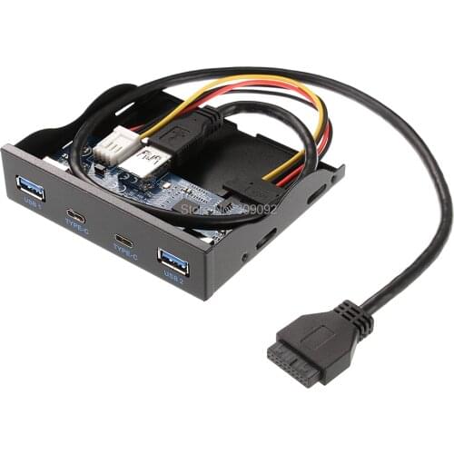 5Gbps High Quality 2 Ports USB3.1 Type-C+ 2 Ports USB 3.0 A Hub to 20Pin Header 3.5'' Front Panel Bracket Drive
