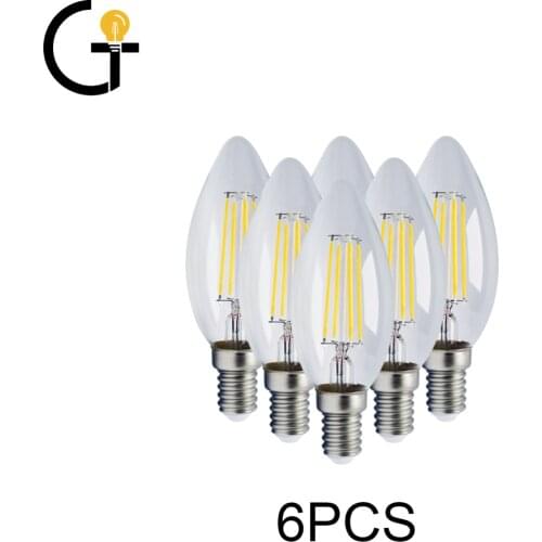 6pcs/Lot Filament Bulb C35 4W Retro Edison Bulb E14 Bombillas 220V-240V Vintage Lamp 4000K Home Decoration
