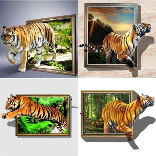 5D DIY Diamond Painting Animal Tiger Cross Stitch Kit Full Drill Embroidery Mosaic Art Picture of Rhinestones Home Decoration