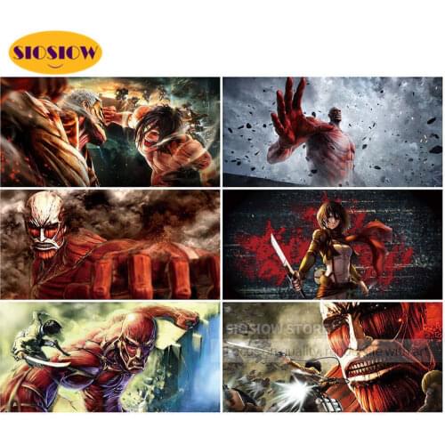 Anime 5D Diy Diamond Embroidery Animation Attack On Titan Daimond Painting Cross Stitch Picture Handmade Wall Artwork Decor Room