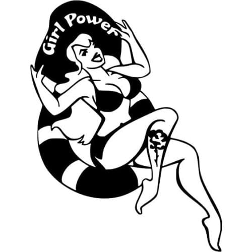 Car Sticker Sexy Power Girl Funny Zero Defect Auto Parts Decoration PVC Sticker Waterproof Sunscreen Black/White, 14cm*11cm