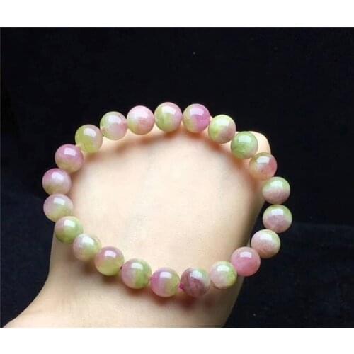 Natural Watermelo Tourmaline Round Beads Bracelet AAAAA9.4mm