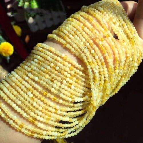 AAA LOOSE BEADS yellow Opal Round faceted 2/3/4/5mm Wholesale for DIY jewelry necklace 36cm