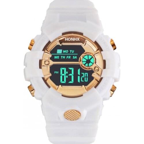 2021 Fashion White Gold Digital Watches Round Women Men Watches Sports Waterproof Electronic Watch Reloj Mujer Luminous Clock