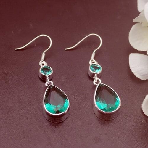 Hermosa Fashion Jewelry Unique GreenTopaz Dangle Earrings For Women 1 7/8 Inch A833