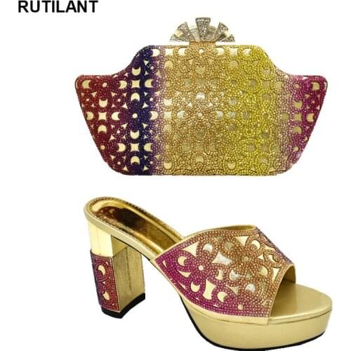 Italian Matching Shoe and Bag Set for Wedding Women Shoes and Bag Set In Italy Plus Size Shoes Women Heel Elegant Crystal Shoes