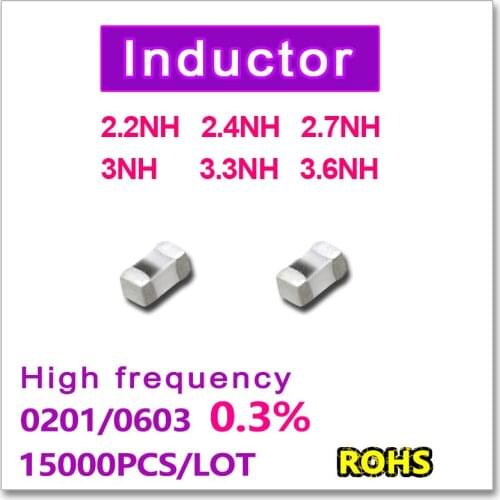 JASNPROSMA 0201 0603 15000PCS SMD High Frequency Inductor 0.3% 2.2NH 2.4NH 2.7NH 3NH 3.3NH 3.6NH New high quality