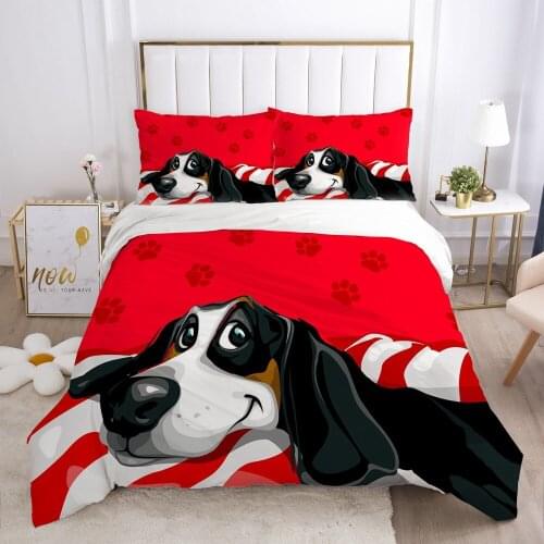 Quilt Covers Pillowcase Bedding Set Duvet Cover Sets Comforter Case Linen Bed King Queen Size 3D Dog Cartoon Home Textile