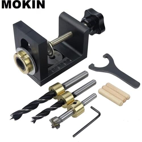 3 in 1 Adjustable Doweling Jig Woodworking Pocket Hole Jig With 8/15mm Drill Bit For Drilling Guide Locator Puncher Tools