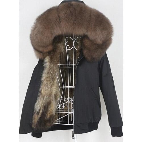 MENINA BONITA 2021 Waterproof Bomber Parka Real Fox Fur Coat Natural Fur Collar Hood Winter Jacket Women Outerwear Removable