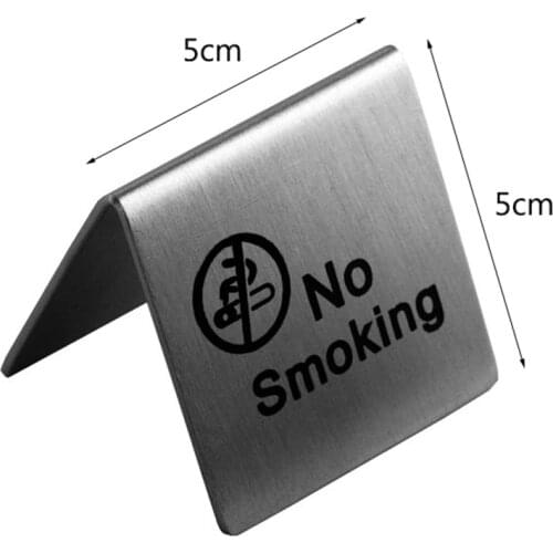 Stainless steel stringy metal desk table desktop no smoking warning sign indicator desktop stand sign plaques