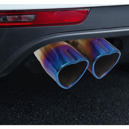 New 2.5 inch Inlet Square End One Change Dual Stainless Steel Exhaust Tip Bolt-on Heart Edge Tailpipe Tip Two Double