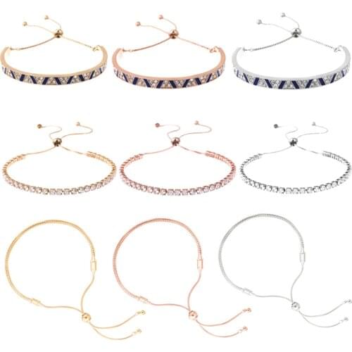 New Design 3 Colors Adjustable Charm Bracelet With Colored zircon DIY European Style Brand Bracelet For Women Jewelry Gift