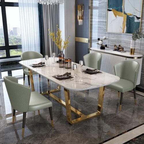 Nordic Marble Dining Table Household Small Unit Design Simple Modern Light Luxury Living Room Rock Plate Dining Table