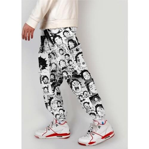 Anime Clothes demon slayer Cargo Pants Loose Streetwear Demon Slayer: Kimetsu no Yaiba Elastic Waist Harem Men Casual Pants 6XL