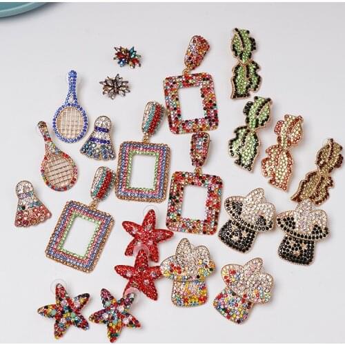 Wholesale JUJIA Luxury Rhinestone Earrings Statement Jewelry Fashion Female Brincos Wedding Geometric Drop Earrings For Women