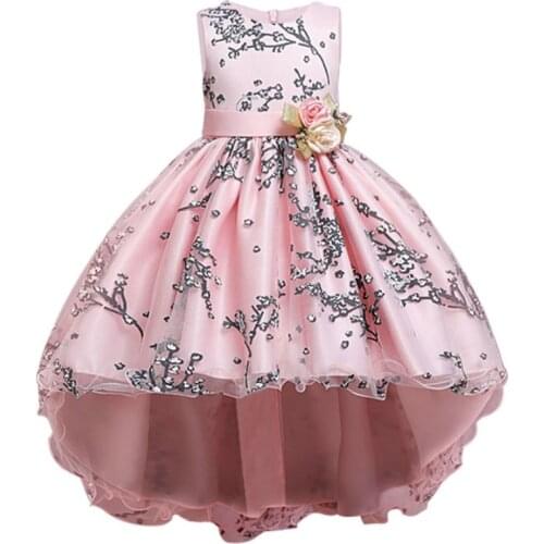 Flower Party Dress for Girls Vestidos Satin Jacquard Girls Dresses for 3-10 Yrs Baby Girls Sleeveless Princess Wedding Clothing