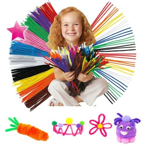 DIY Plush Stick Rainbow Color Pompom/Swinging Head Eyes Craft Art Educational Childrens Toys Practical Ability Toy Accessories