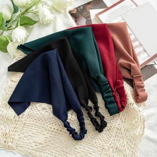 Summer Solid Series Elastic Hair Bands Chiffon Scrunchies Triangle Bandanas DIY Turban Headwrap Hair Scarf Headband Hairband