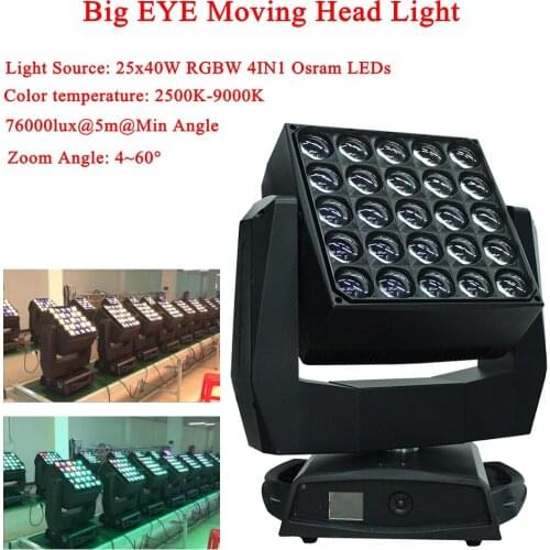 Professional Zoom Function 25x40W RGBW 4IN1 Bees Eyes Big Eyes Moving Head Light Nightclub KTV DJ Disco Party Stage Lighting