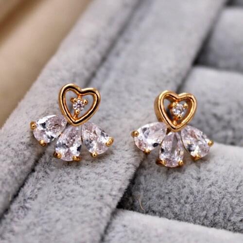 RLOPAY earrings for women‘s’ Jewelry earrings white heart Zircon hollow Earring Luxury Stud Earring wedding accessories