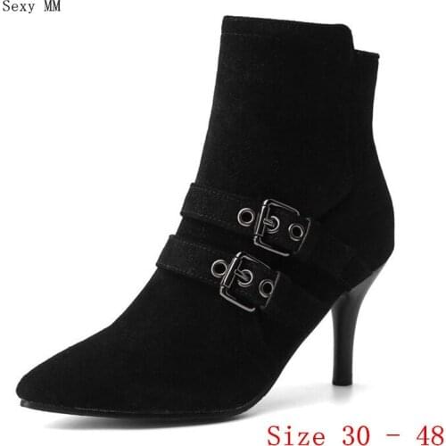 Spring Autumn High Heels Women Ankle Boots Woman Short Boots High Heel Shoes Small Plus Size 30 - 40 41 42 43 44 45 46 47 48