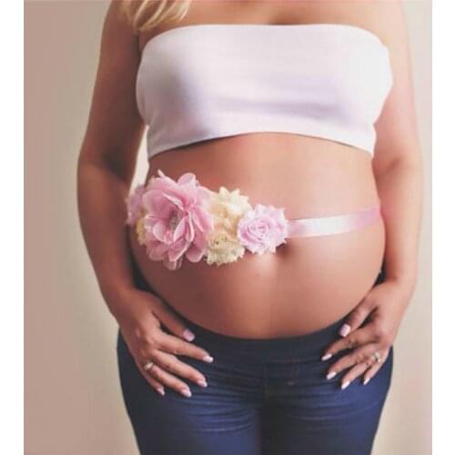 Chiffon Flower Pregnant Waistband Belt Floral Pearl Pregnant Sash Photography Props Women Maternity Dress Decoration Belt