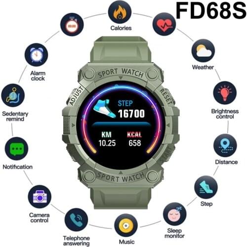 FD68S Smart Watch Sports Men Women Smartwatch Alloy Metal Shell Blood Pressure Heart Rate Monitor Intelligent Fitness Bracelet