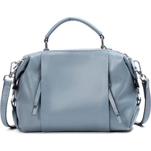 Luxury Women Tote Handbags 100% Genuine Leather Ladies Boston Shoulder Bags High Quality Small Female Top Handle Messenger Bags