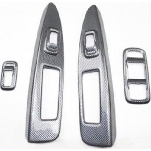 Tonlinker Interior Car Windows Control Panel Cover sticker for Ford Fiesta 2009-14 Car styling 4 Pcs Carbon fiber Cover Stickers